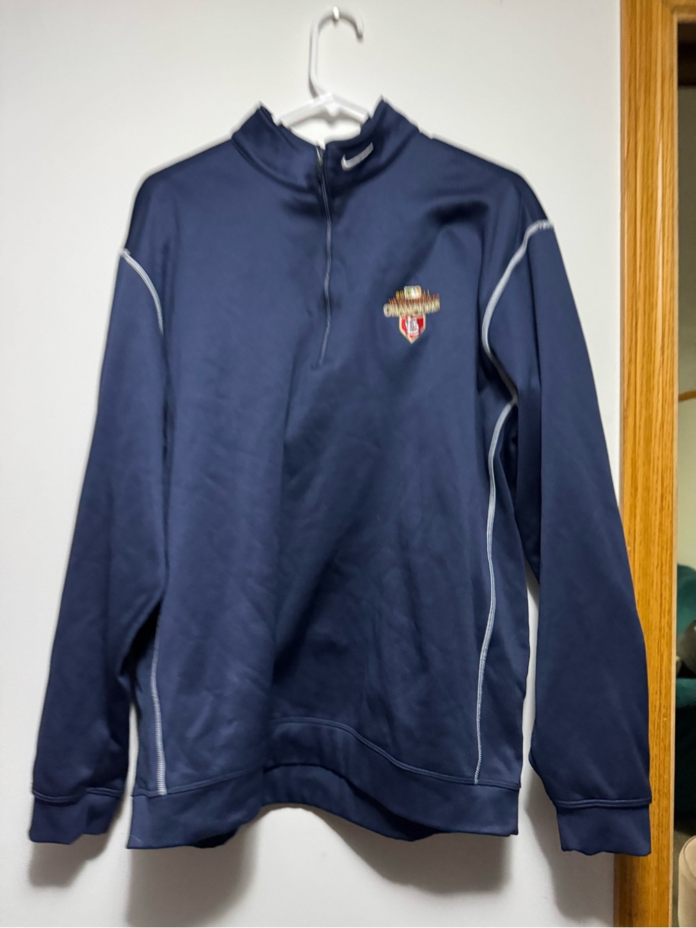 Nike Men’s Navy Quarter-Zip Track Pullover with Embroidered Crest